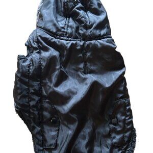 Black Hooded Dog Jacket  - size medium